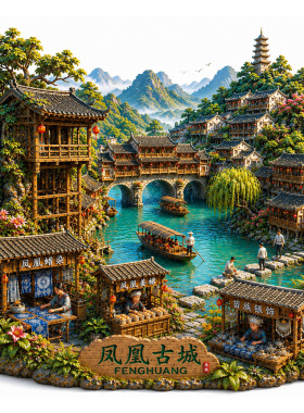 湖南凤凰古城金属冰箱贴立体浮雕磁贴旅游纪念品文创伴手礼装饰贴