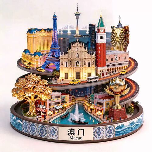 澳门繁花冰箱贴2026新款金属立体浮雕磁贴旅游纪念品文创伴手礼物