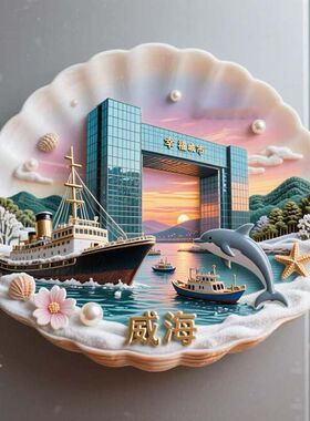 威海文创冰箱贴2026新款金属立体浮雕磁贴山东旅游纪念品伴手礼物