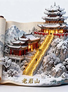 老君山卷轴冰箱贴2025新款金属立体磁贴河南旅游纪念品伴手礼物