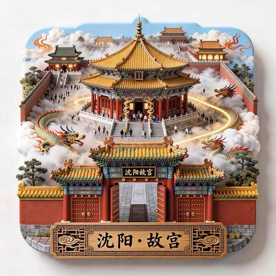 沈阳故宫金属冰箱贴2026新款立体浮雕磁贴旅游纪念品文创伴手礼物