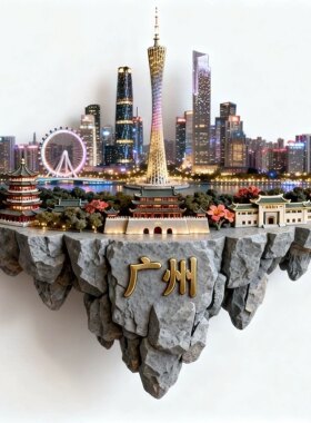 广州文创冰箱贴2025新款金属3D浮雕磁贴广州塔旅游纪念品伴手礼物