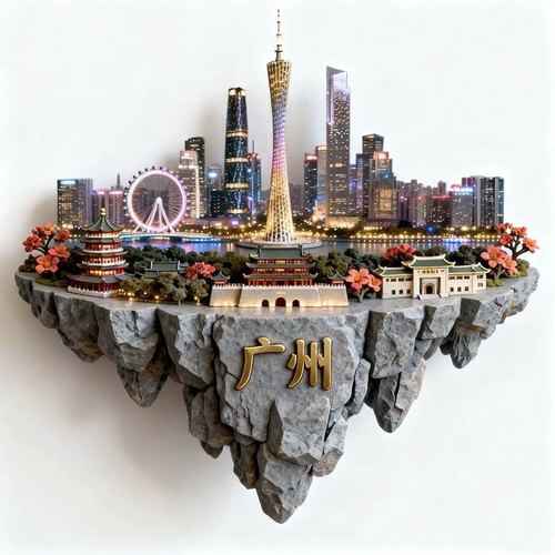 广州文创冰箱贴2025新款金属3D浮雕磁贴广州塔旅游纪念品伴手礼物