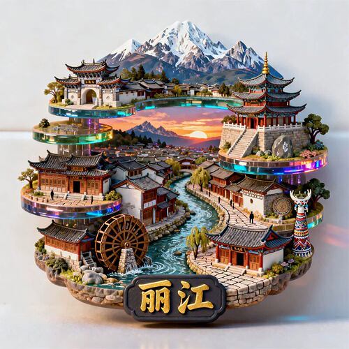 云南丽江冰箱贴2026新款金属浮雕磁贴云南旅游纪念品文创伴手礼物