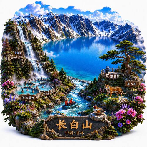 长白山天池文创冰箱贴2026新款金属浮雕磁贴吉林旅游纪念品伴手礼