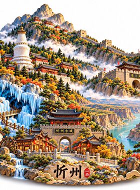 山西忻州五台山文创冰箱贴2026新款浮雕磁贴旅游纪念品伴手礼物