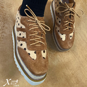 波点高级感坡跟单鞋 XIANGBOLIAN休闲7厘米增高厚底松糕鞋 新款 子女