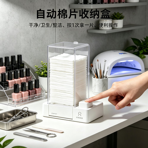 美甲棉片收纳盒自动美甲工具