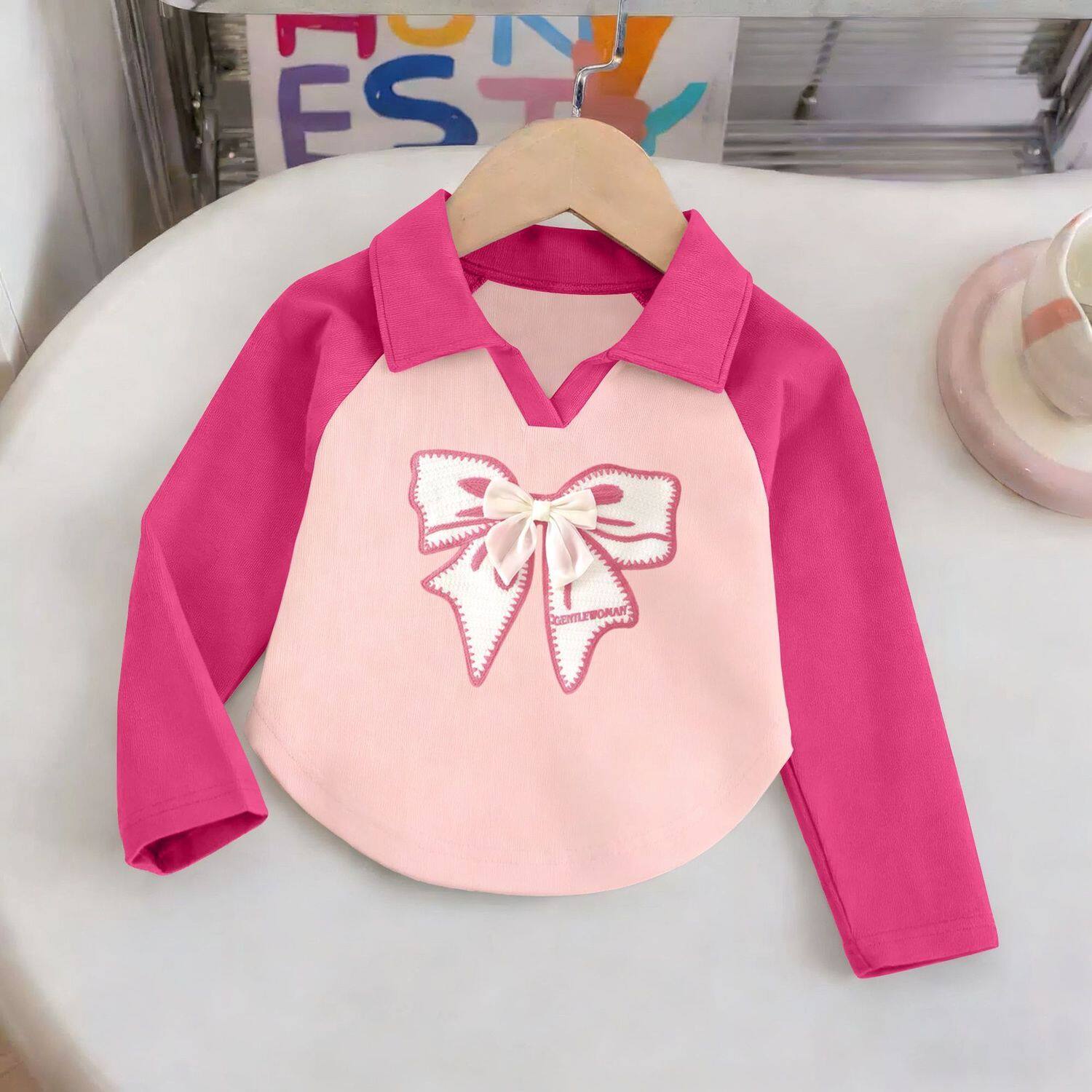 女童百搭长袖POLO衫2026春秋新款中大儿童时尚舒适内搭翻领上衣潮