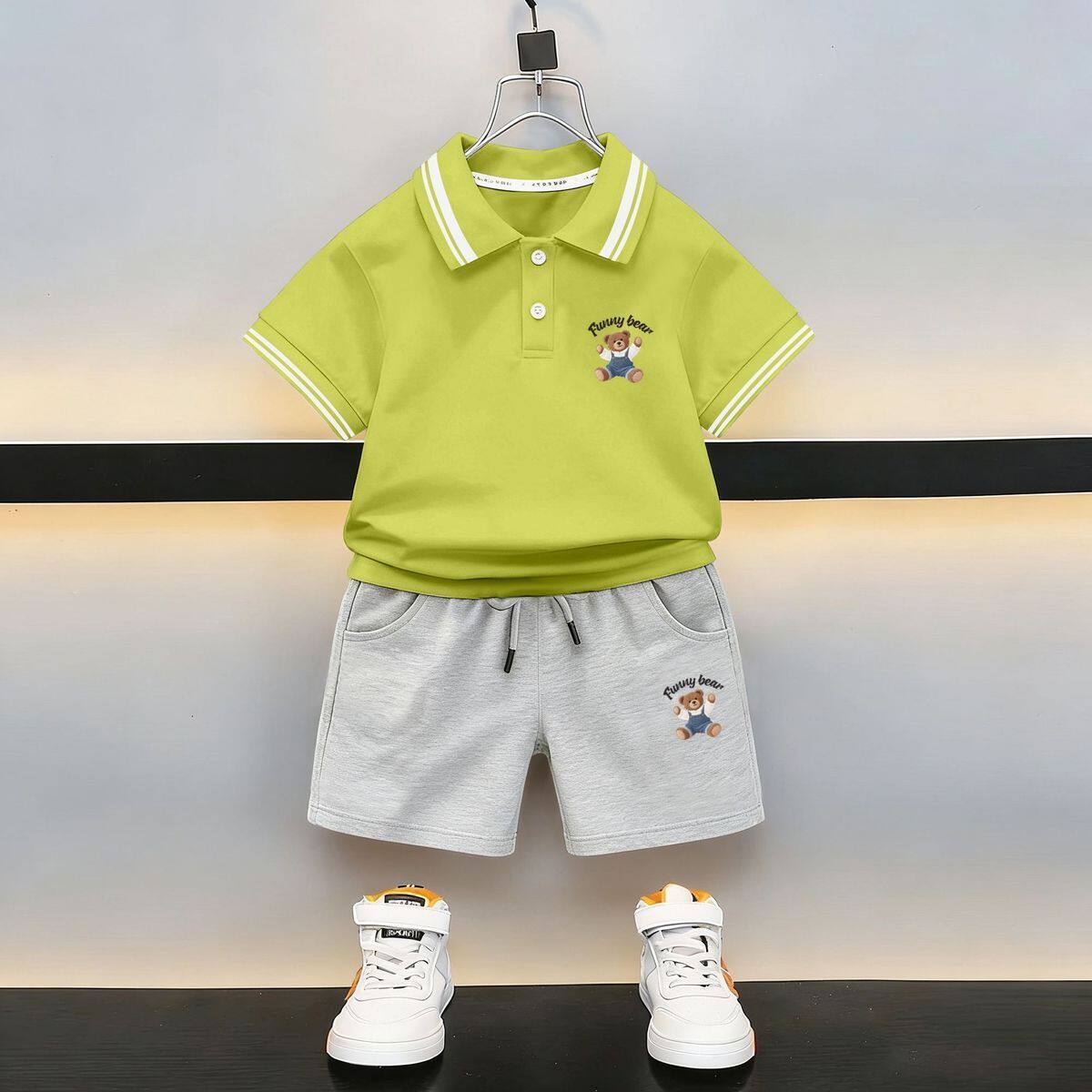 男童夏季POLO短袖短裤套装新款