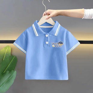 体恤潮酷 纯棉短袖 polo衫 男女童夏装 宝宝翻领上衣儿童百搭休闲半袖