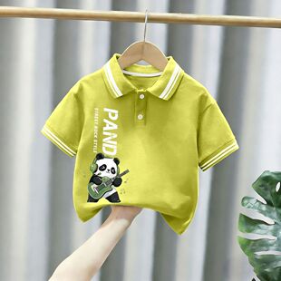 男童T恤短袖儿童夏装2026新款痞帅风卡通POLO衫男宝宝洋气上衣潮