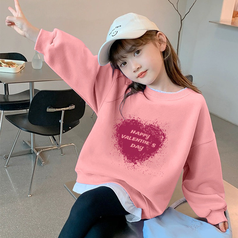 女童卫衣春秋款2024新款套头童装儿童秋季衣服中大童假两件上衣