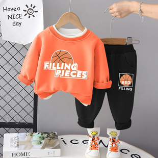 男童套装春秋款2024新款时髦儿童酷帅气秋装潮韩版卫衣运动两件套