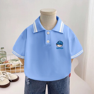 男童夏季短袖T恤儿童洋气时髦上衣小男孩休闲翻领POLO衫半袖体恤