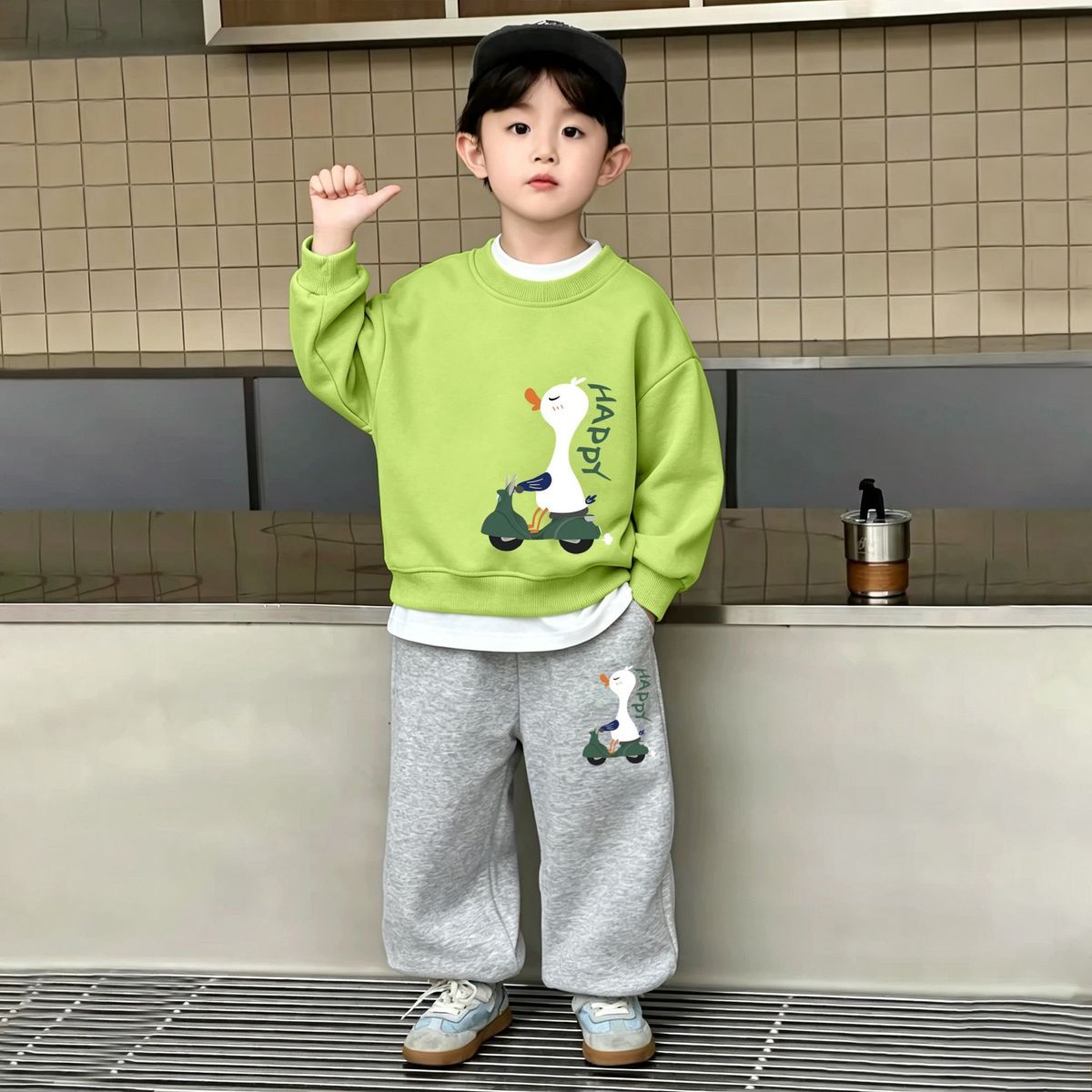 男童秋季韩范痞帅卫衣两件套