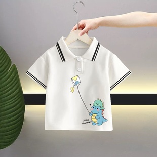 短袖男童夏装t恤儿童polo衫翻领上衣宝宝纯棉衣服炸街2023新款潮