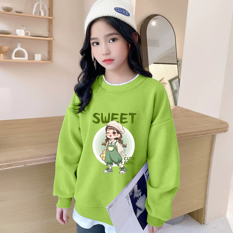 女童韩版运动卫衣儿童洋气假两件上衣中大童装网红2024春秋装新款