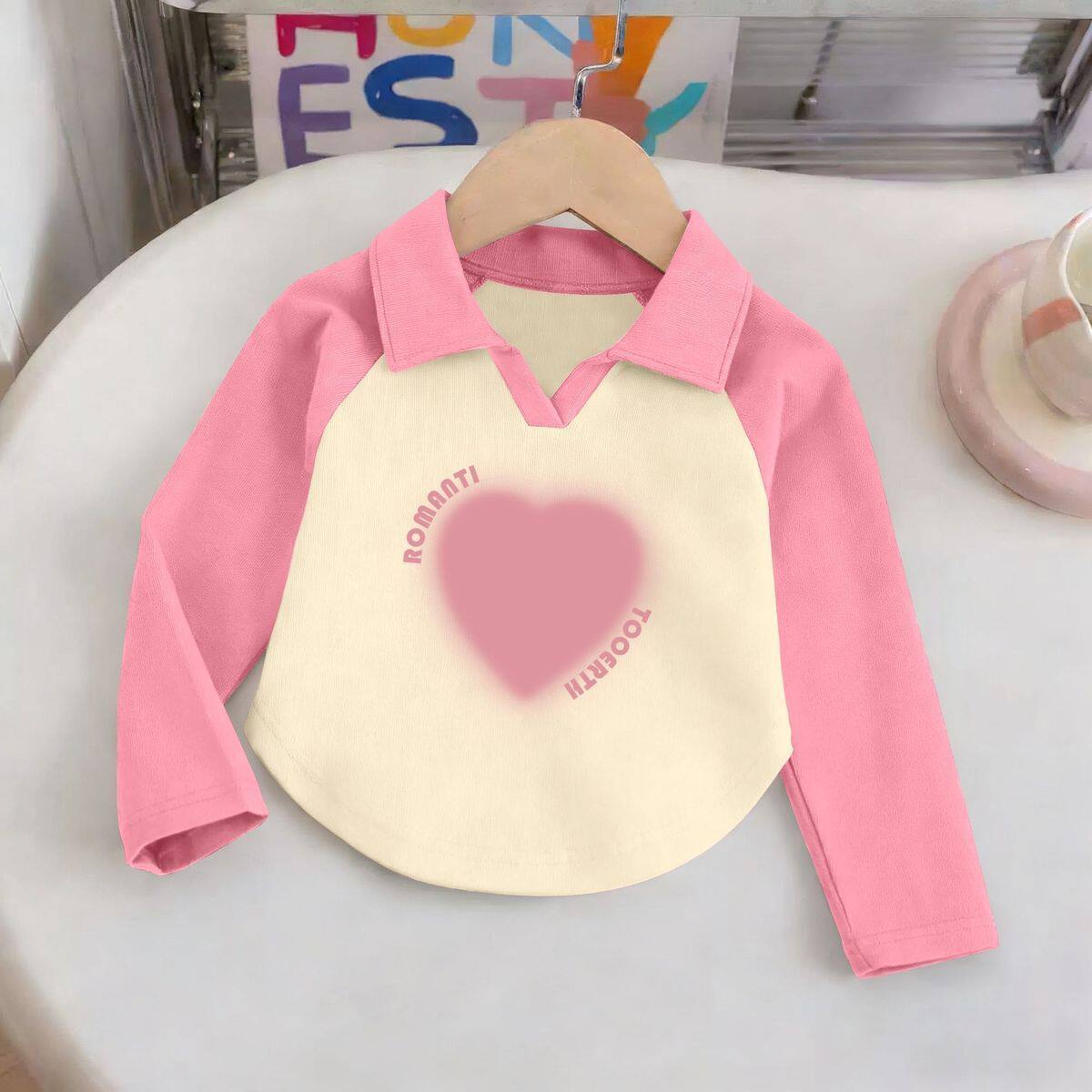 女童春秋装休闲纯棉翻领长袖中大儿童女孩宽松撞色POLO衫T恤上衣