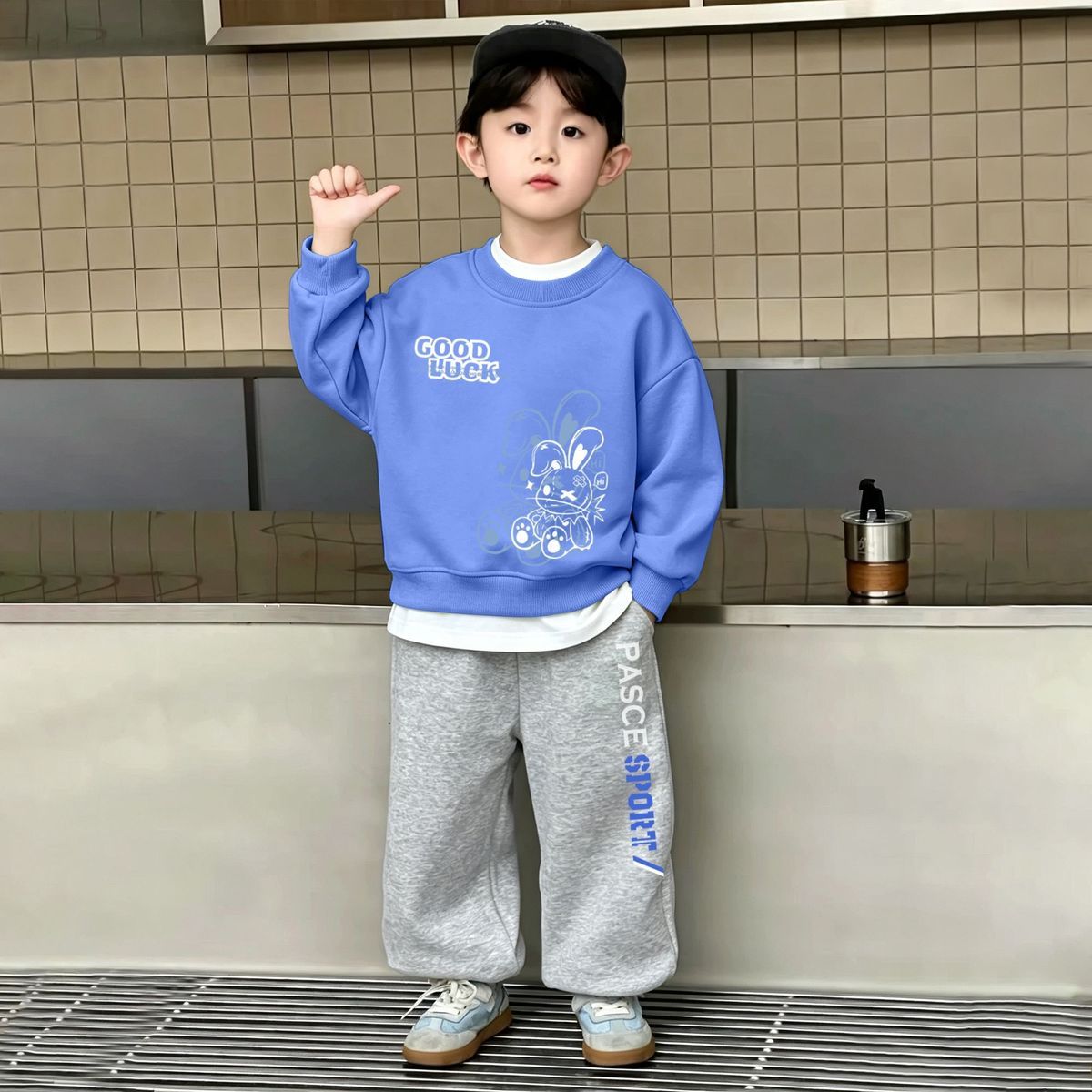 2026新款男童假两件卫衣两件套