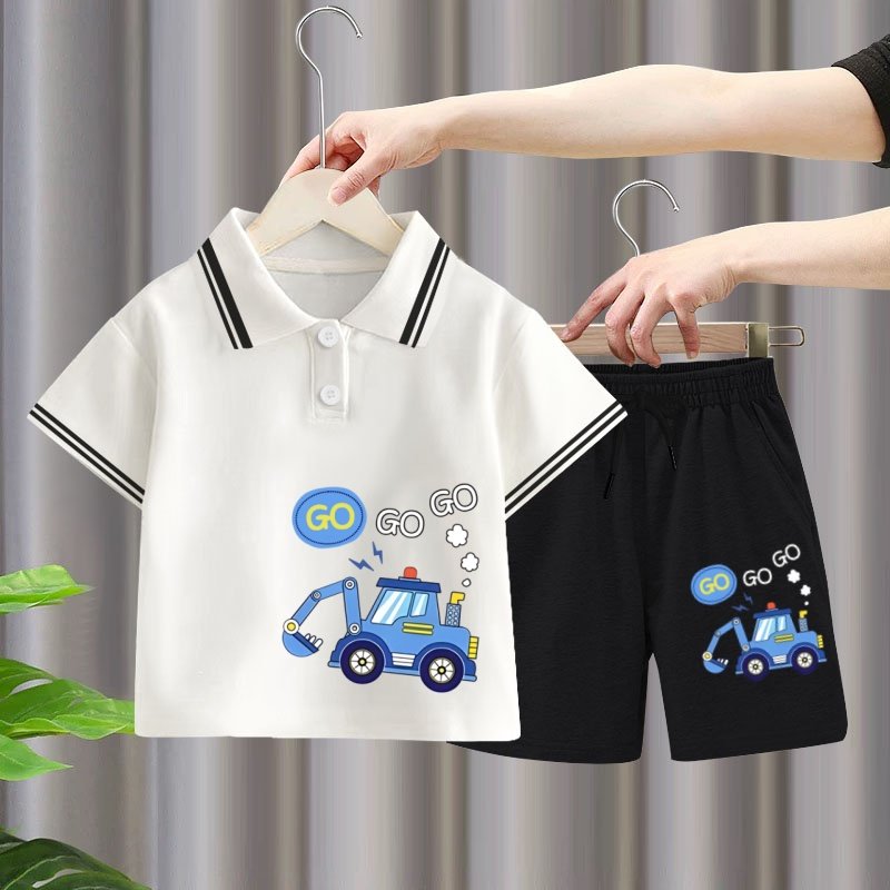 男童夏季Polo衫短袖套装男孩中大童半袖t恤学生休闲运动短裤一套