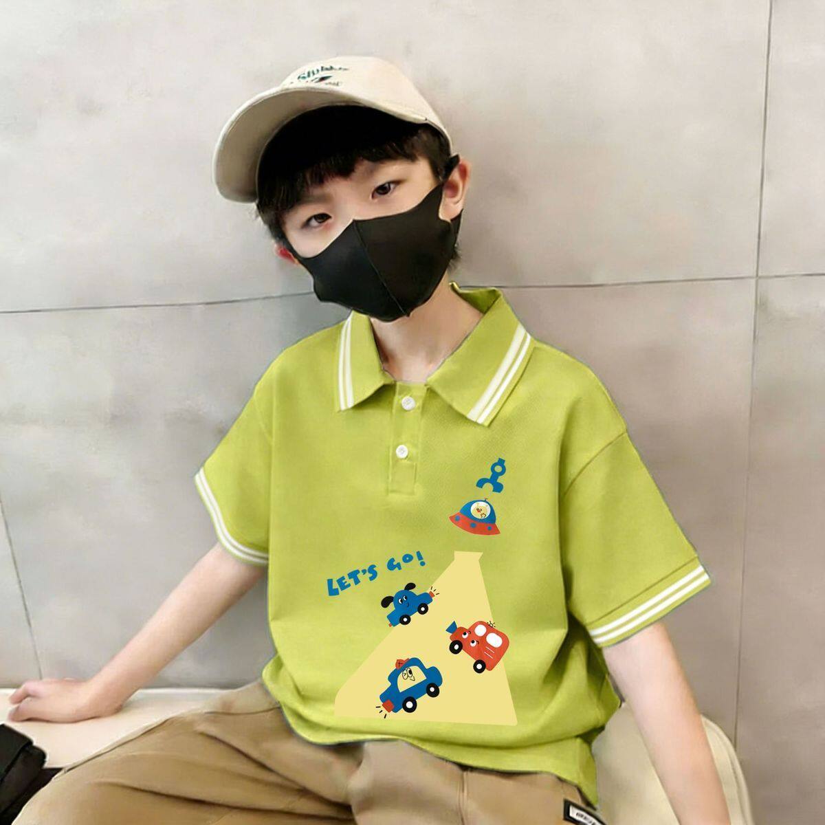 男童夏季小汽车POLO短袖宽松显瘦