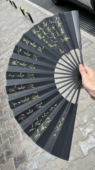 二十四手写黑色金墨扇面瘦金体折扇草书折扇定制内容可定制