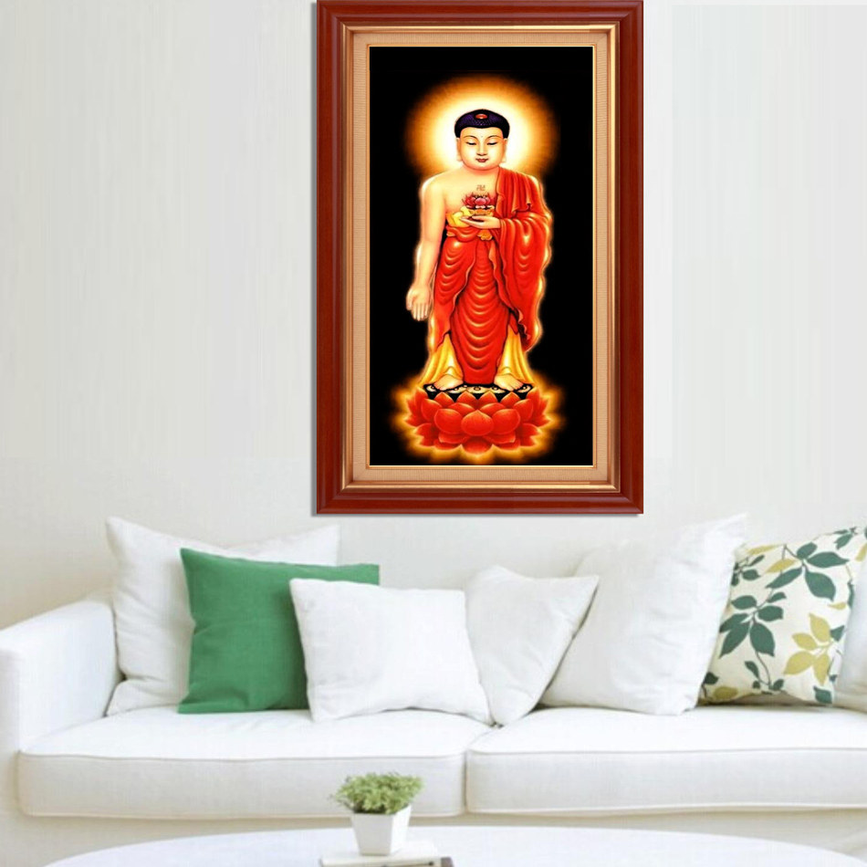 精准印花十字绣经典阿弥陀十字绣客厅书房挂画棉线丝线绣钻石画