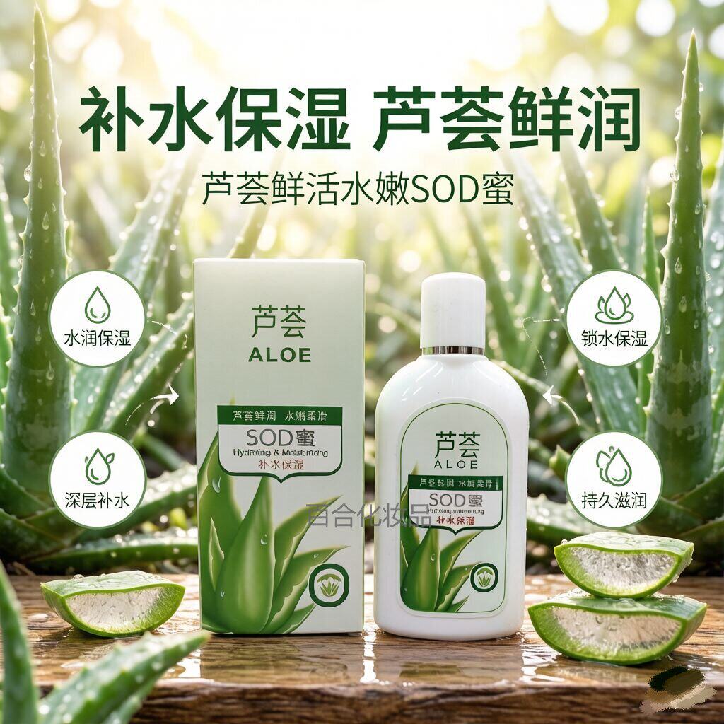素丽雅芦荟鲜活水嫩SOD蜜120ml秋冬保湿补水面霜控油润肤乳液芦荟