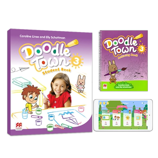原版进口涂鸦小镇 麦克米伦幼儿英语 Doodle town 学生教材（含课本练习册）3级别 赠送IPAD激活码