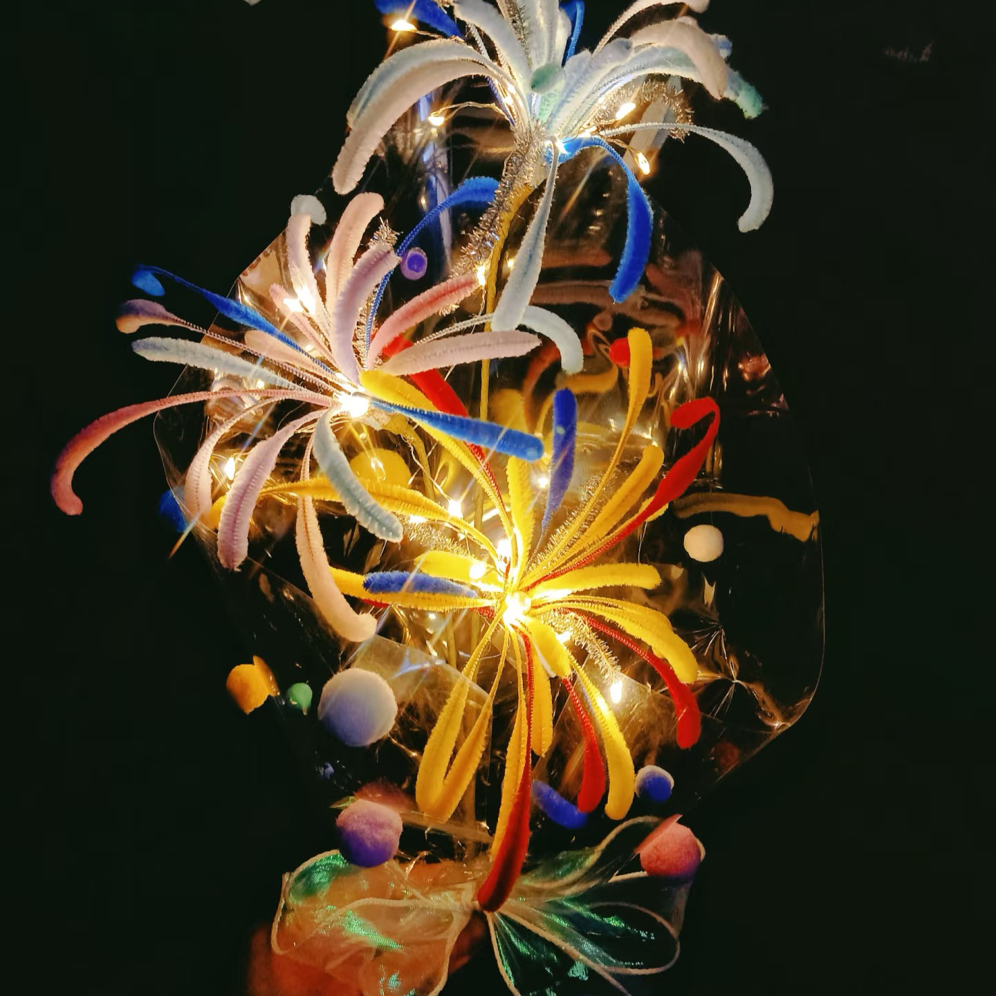 网红新年发光烟花烟火扭扭棒花束手工diy材料制作幼儿园儿童礼物,玩具/童车/益智/积木/模型,其他手工制作,淘宝优惠券,粉丝福利购,淘宝优惠卷