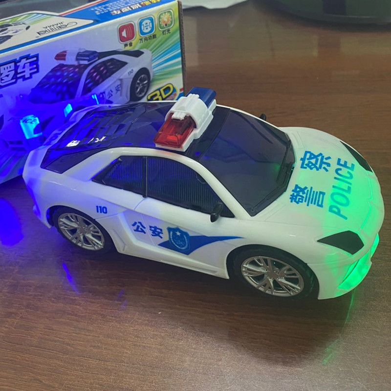 电动警车儿童公安汽车模型玩具3d炫彩灯光警笛声音小男孩宝宝礼物