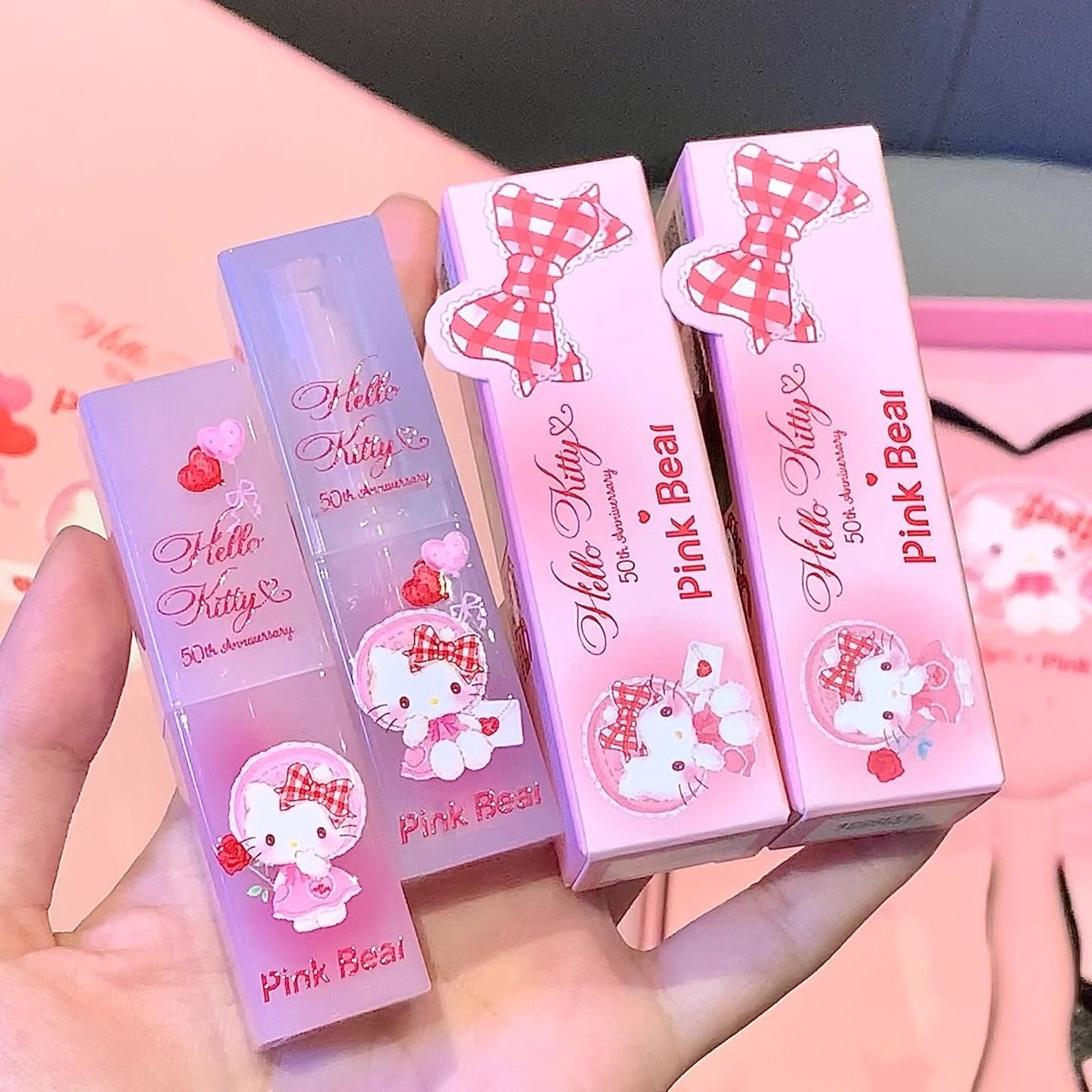 皮可熊Hello kitty合作款糖光口红滋润唇膏唇釉女综合盘精美平价