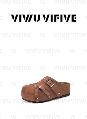 V5 VIWU·VIFIVE「束野」包头拖铆钉皮带扣厚底增高一脚蹬勃肯鞋