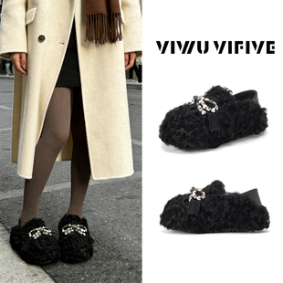 V5 VIWU·VIFIVE「雪熠」厚底鞋女秋冬小个子增高水钻两穿勃肯鞋