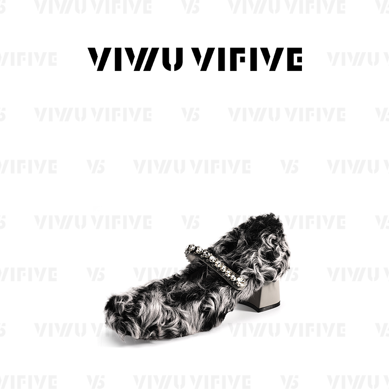 V5 VIWU·VIFIVE「雾芒·高跟」玛丽珍女鞋羊毛加绒保暖粗跟单鞋,女鞋,浅口单鞋,淘宝优惠券,粉丝福利购,淘宝优惠卷