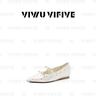 V5 VIWU·VIFIVE「素笺」单鞋女小香风水钻真丝尖头浅口玛丽珍鞋