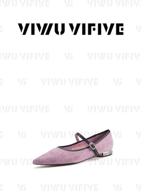 V5 VIWU·VIFIVE「青禾」芭蕾美学牛反绒满钻粗跟玛丽珍单鞋新款