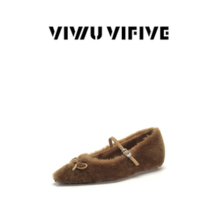 「软云」鞋子女款爆款2025新款单鞋毛毛内增高尖头芭蕾风单鞋气质