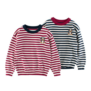 宝宝衣服条纹针织衫 27home纯棉童装 儿童毛衣2026秋季 新款 女童春装