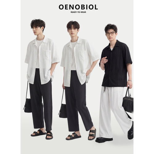 2026轻熟老钱风透气镂空男衬衫