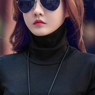 高领修身风大码纯色外穿打底衫