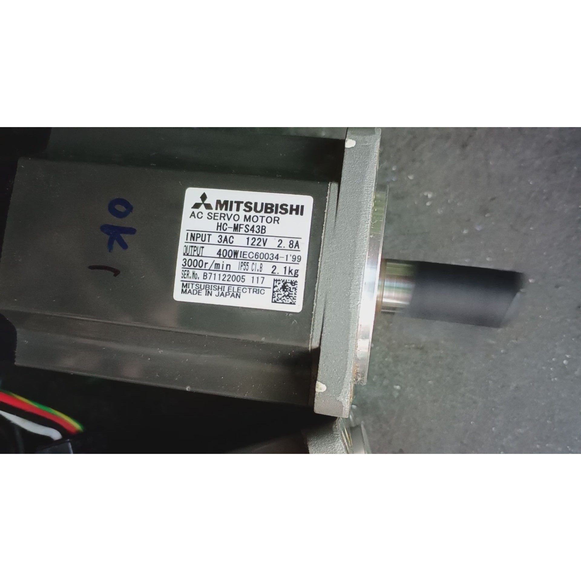 三菱HC-MFS43B,400瓦伺服刹车电机,实图功能正常包 备件议价