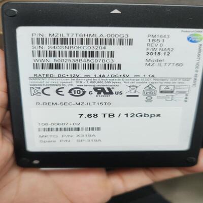 检测三星PM1643 1851 7.68T固态硬盘 咨询