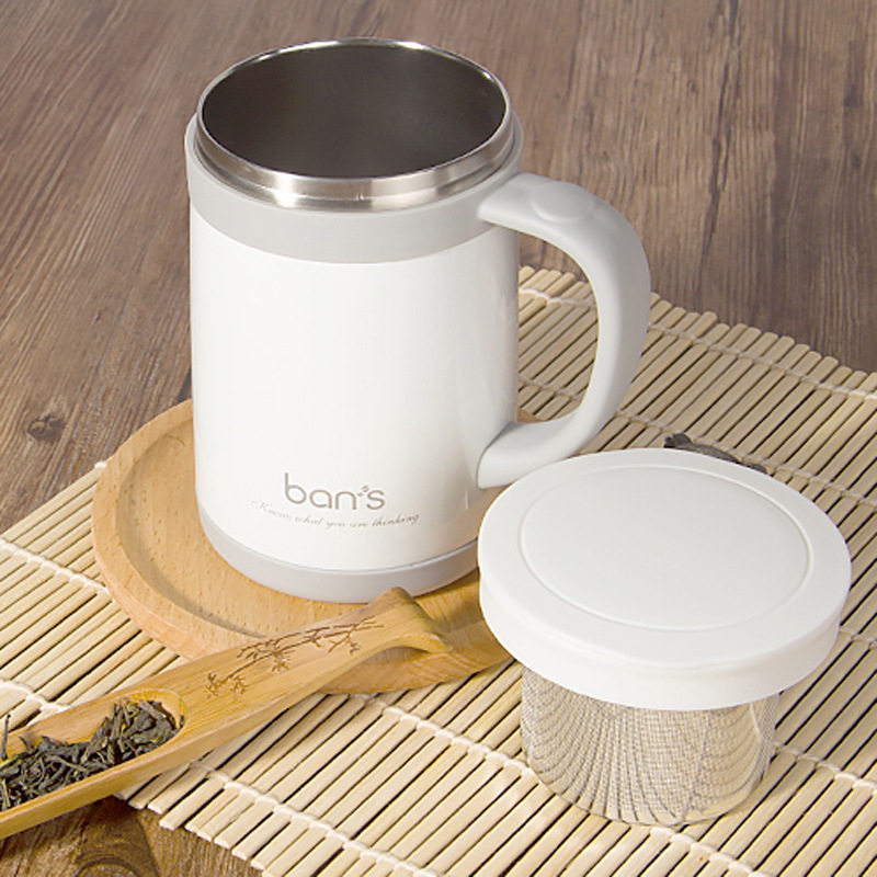 百安思保温杯真空不锈钢男女士商务教师办公带手柄泡茶水杯子茶漏