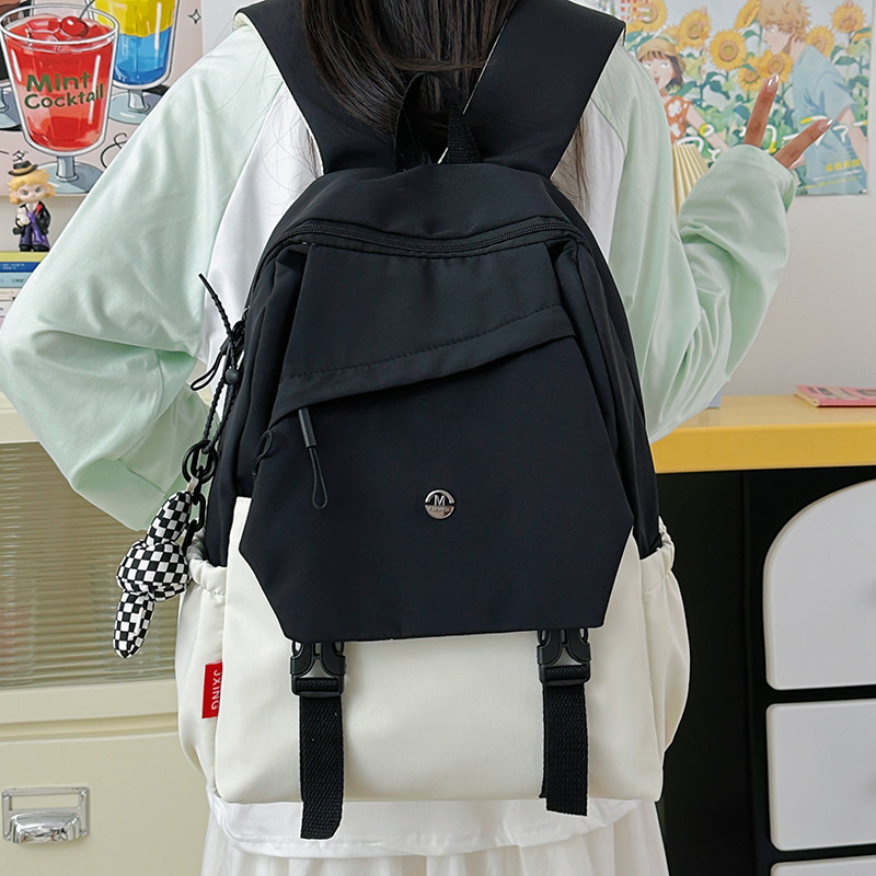 红鹮鸟多功能简约双肩包骑行休闲超火轻便通勤旅行防水小背包书包