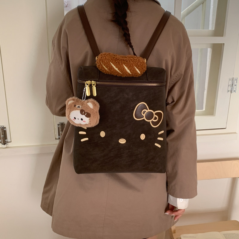 红鹮鸟韩系学院风复古双肩包包女2026秋冬大容量可爱手提通勤