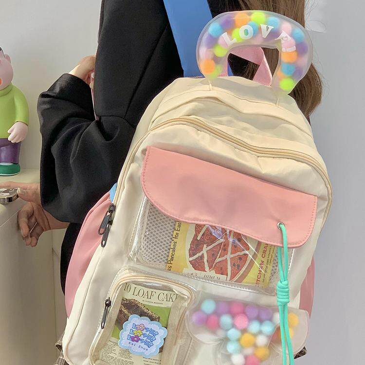 甜美少女ins高颜值双肩包风小众中学生高中生书包大容量旅行背包