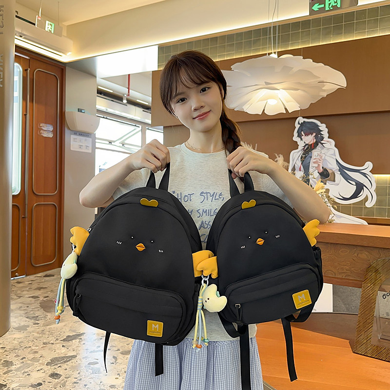 红鹮小鸡可爱女通勤双肩包新款