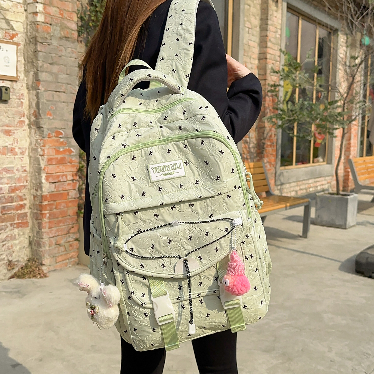 红鹮鸟日系甜美少女书包ins慵懒风初中生小众冷门高中生双肩包